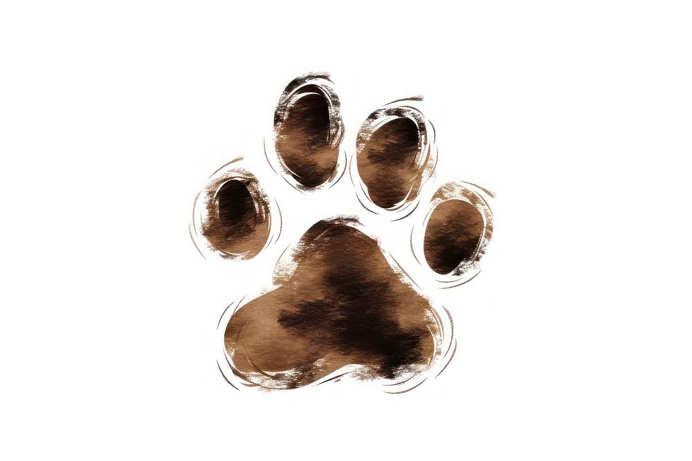 Dog Paw Print drawing dog white background. AI generated Image by rawpixel.