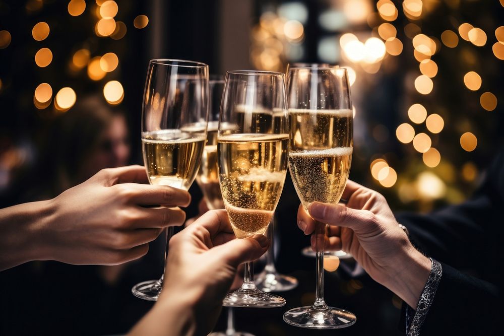 Christmas celebrating glass party champagne. AI generated Image by rawpixel.