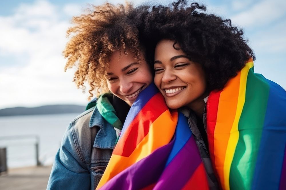 Two Black woman laughing portrait smile. AI generated Image by rawpixel.