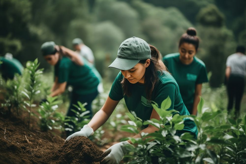 Volunteers gardening outdoors nature. AI generated Image by rawpixel.