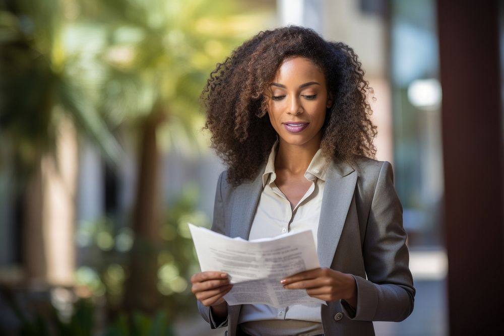African American business woman reading paperwork adult. AI generated Image by rawpixel.