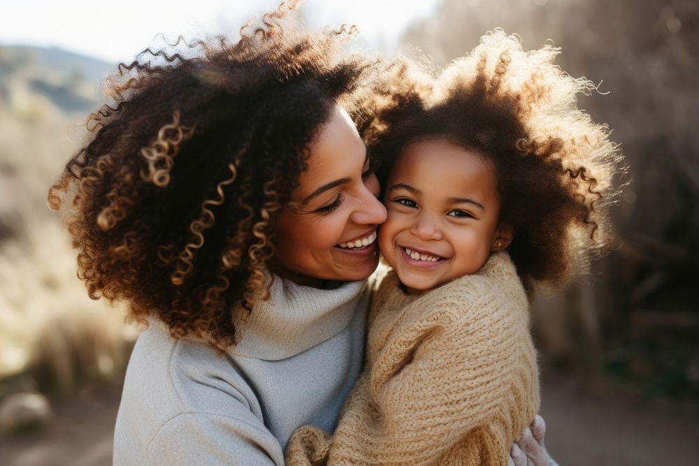 Laughing Portrait Hugging Adult. Ai 