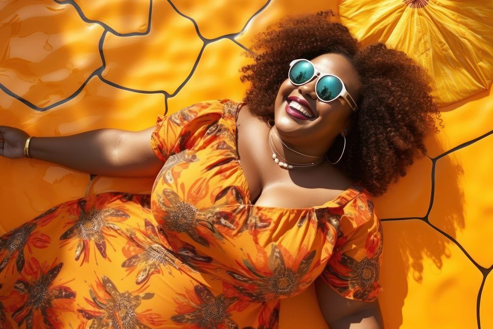 Happy fat black women sunglasses portrait summer. AI generated Image by rawpixel.