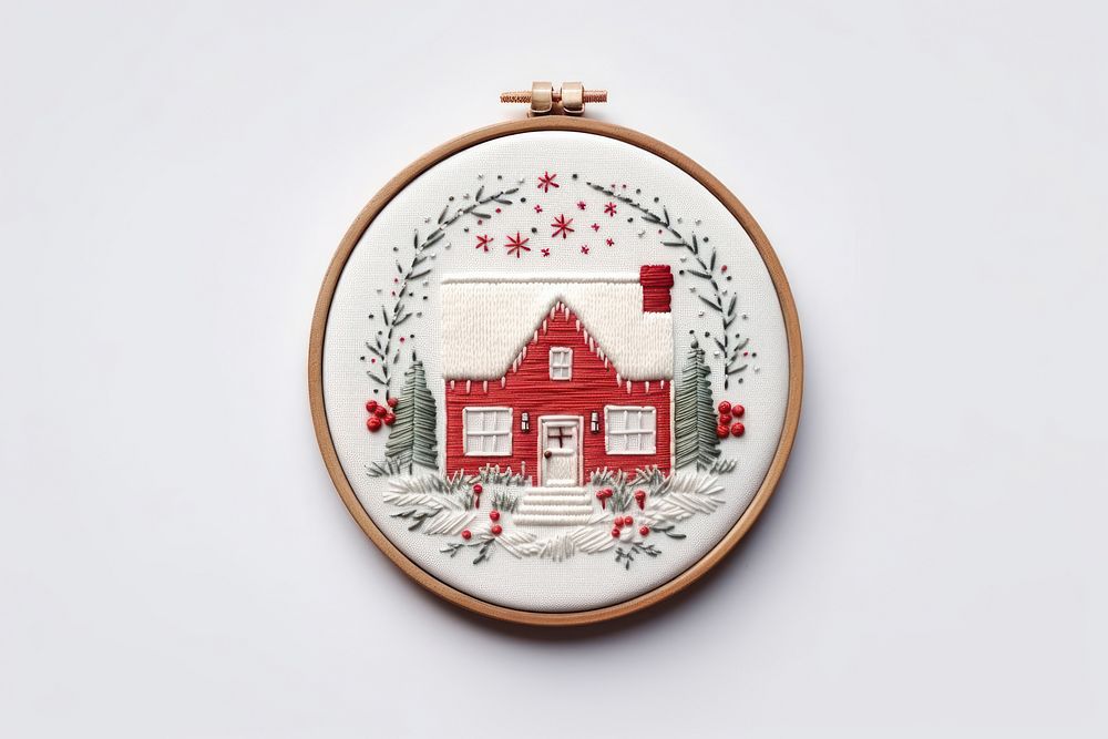 Embroidery pattern house representation. AI generated Image by rawpixel.