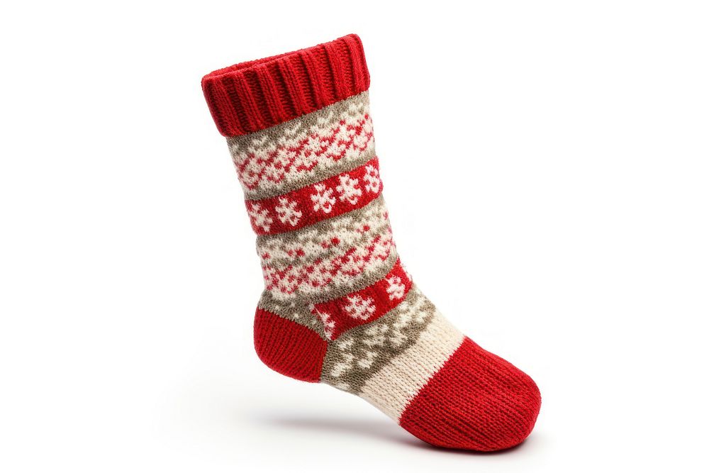 A vintage christmas sock sweater gift white background. AI generated Image by rawpixel.