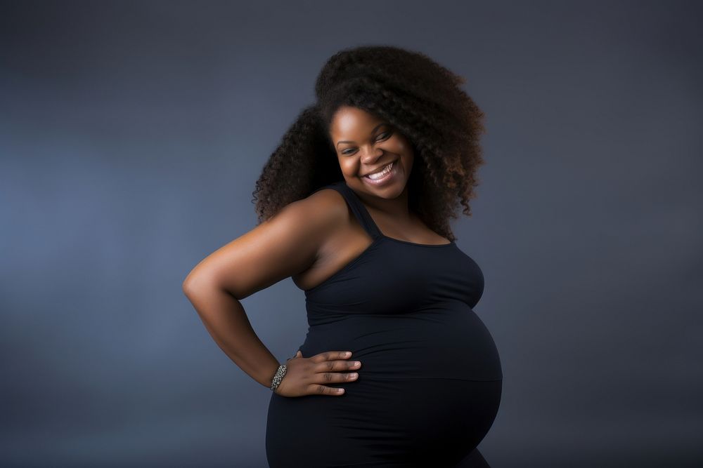 Happy Black woman pregnant portrait adult. AI generated Image by rawpixel.
