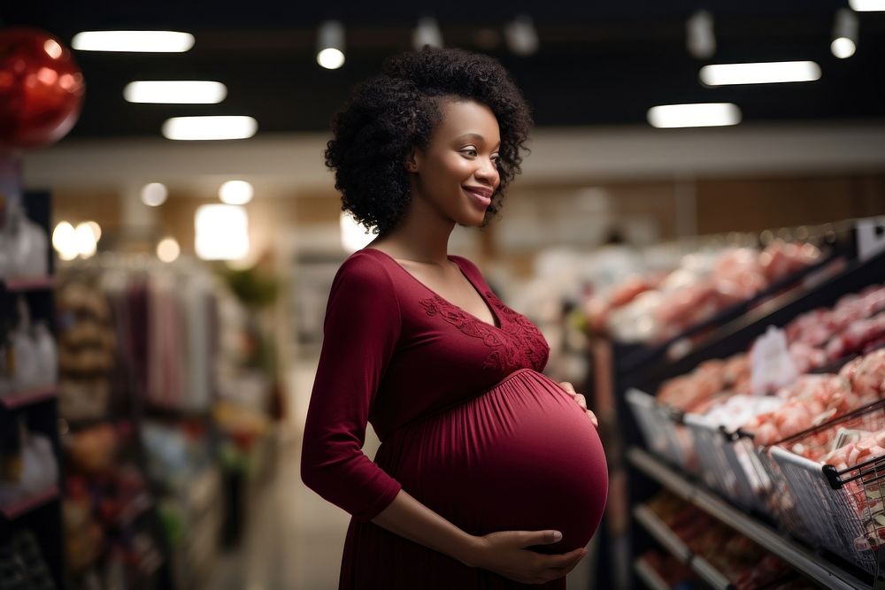 Black woman pregnant portrait adult photo. AI generated Image by rawpixel.