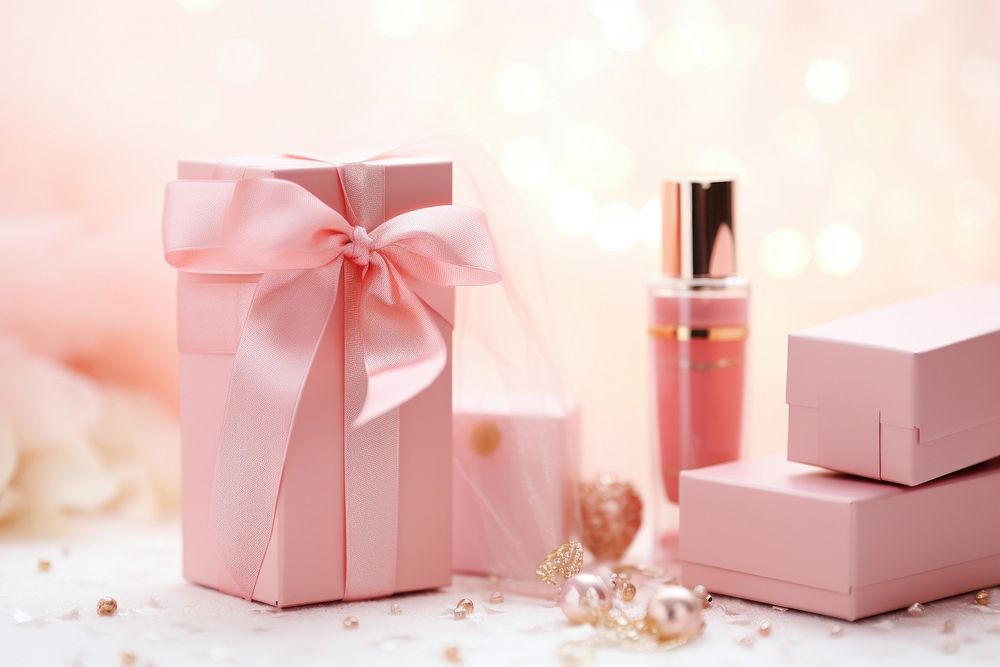 Cosmetics new year gift pink box celebration. AI generated Image by rawpixel.