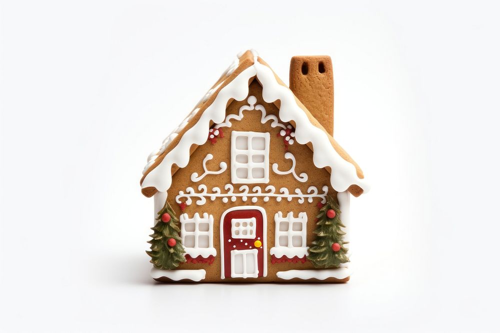 Cute christmas house cookie gingerbread food representation. AI generated Image by rawpixel.