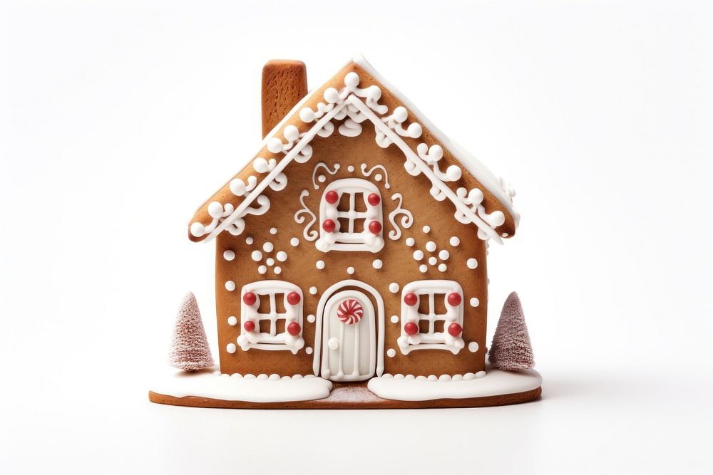 Cute christmas house cookie gingerbread dessert icing. AI generated Image by rawpixel.