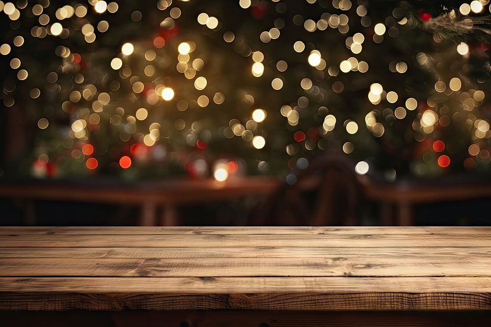 Empty wooden table christmas backgrounds architecture. AI generated Image by rawpixel.