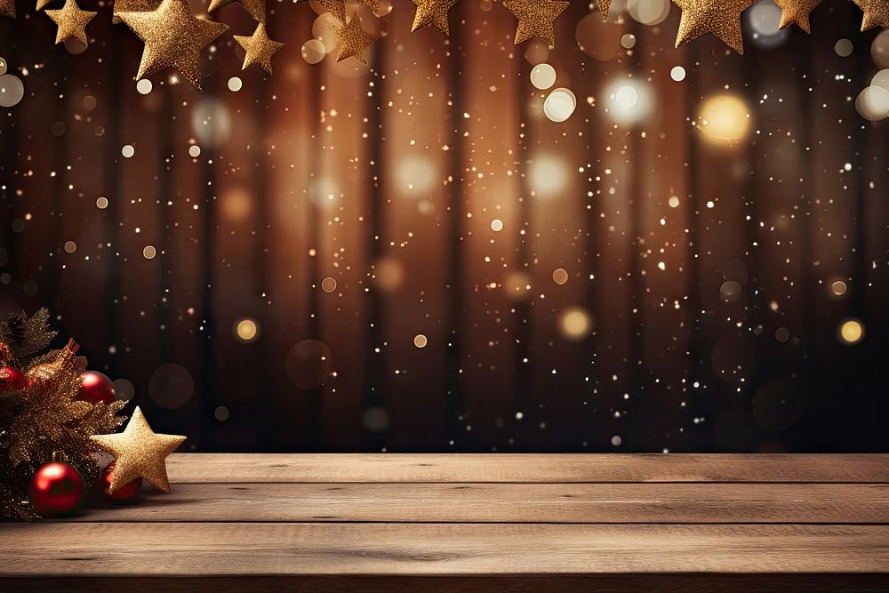 Empty wooden table christmas backgrounds plant. AI generated Image by rawpixel.