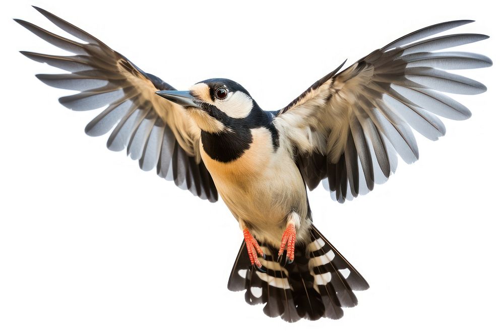 Great Spotted Woodpecker woodpecker animal flying. AI generated Image by rawpixel.
