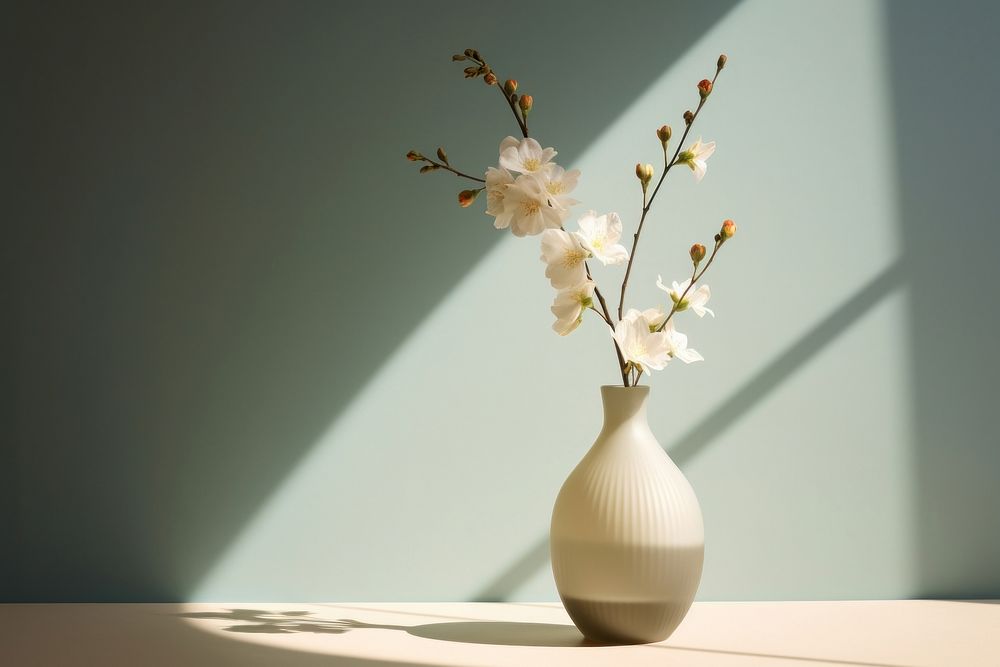 Gallery vase flower nature plant centrepiece. AI generated Image by rawpixel.