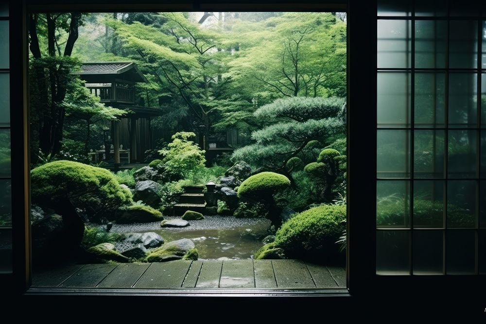 Garden japanese style nature outdoors plant. AI generated Image by rawpixel.