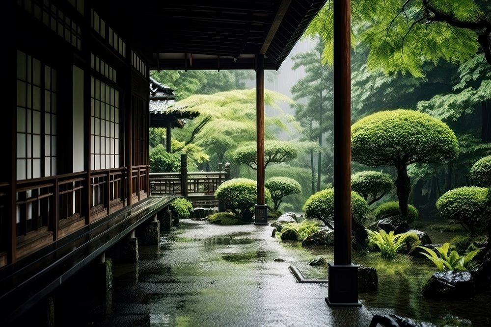 Garden japanese style nature architecture outdoors. AI generated Image by rawpixel.