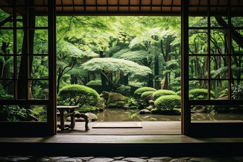 Garden japanese style nature outdoors window