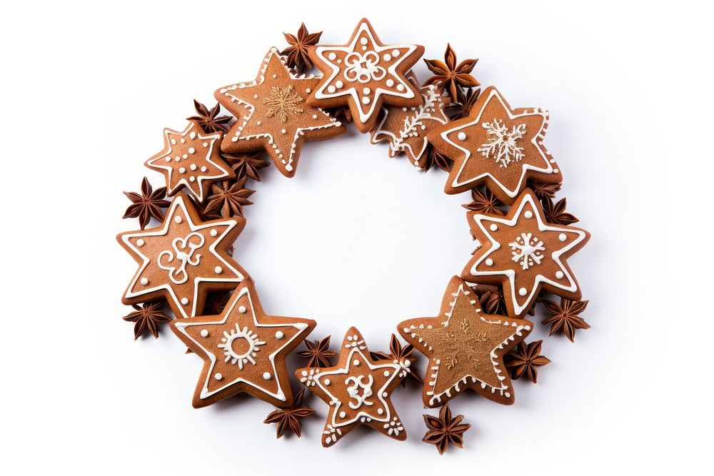 Ginger bread ang spices christmas wreath gingerbread cookie food. AI generated Image by rawpixel.