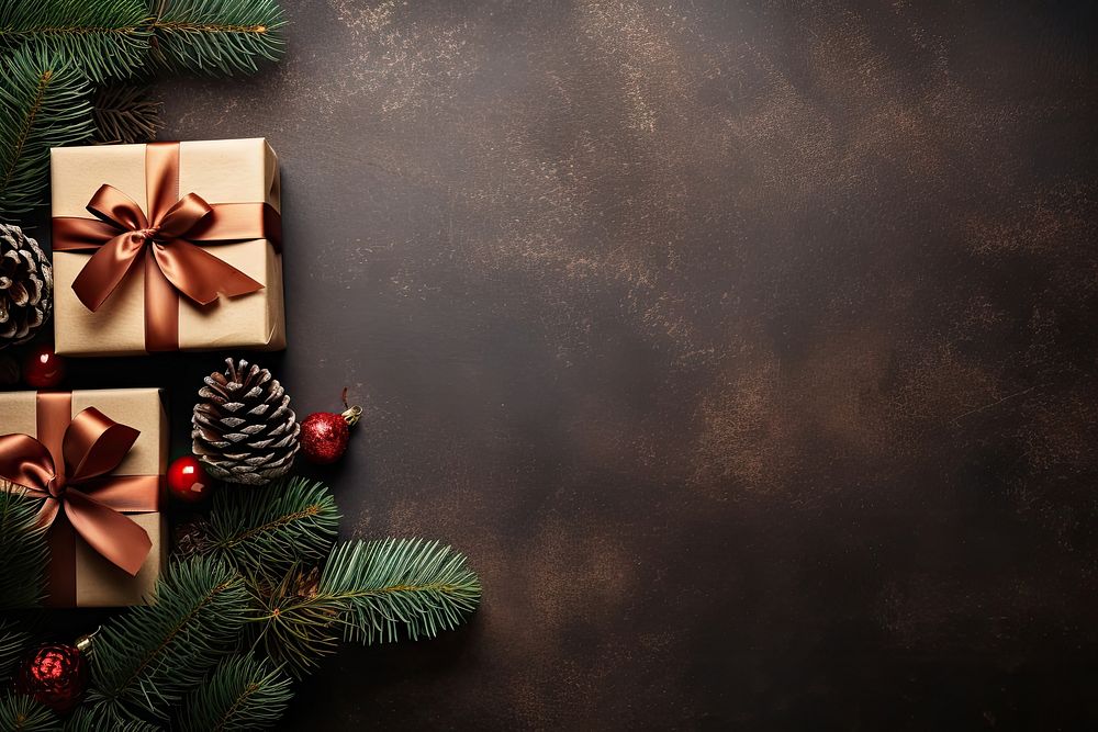 Backgrounds christmas plant gift. AI generated Image by rawpixel.