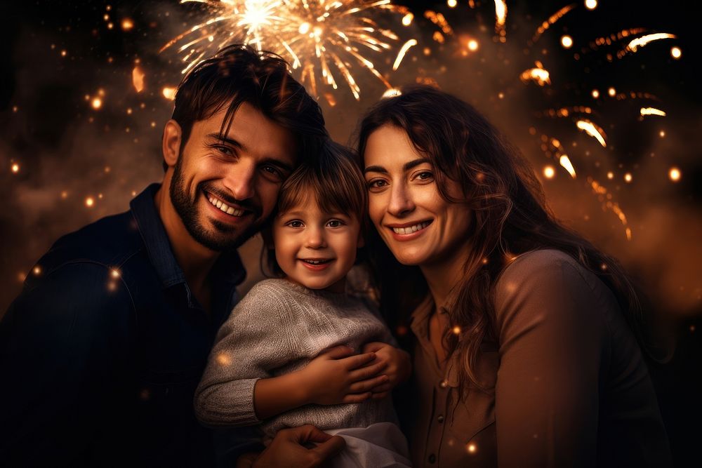 Happy family new year party portrait adult photo. AI generated Image by rawpixel.