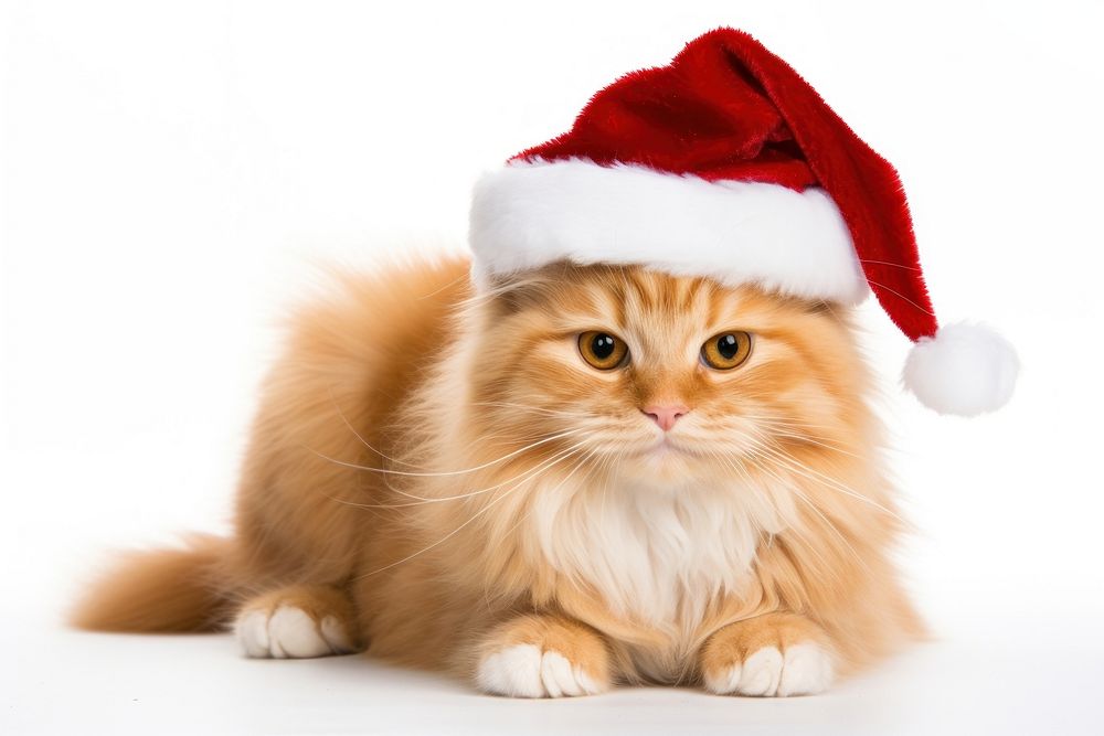 PNG Orange cat wearing christmas hat mammal animal kitten. AI generated Image by rawpixel.