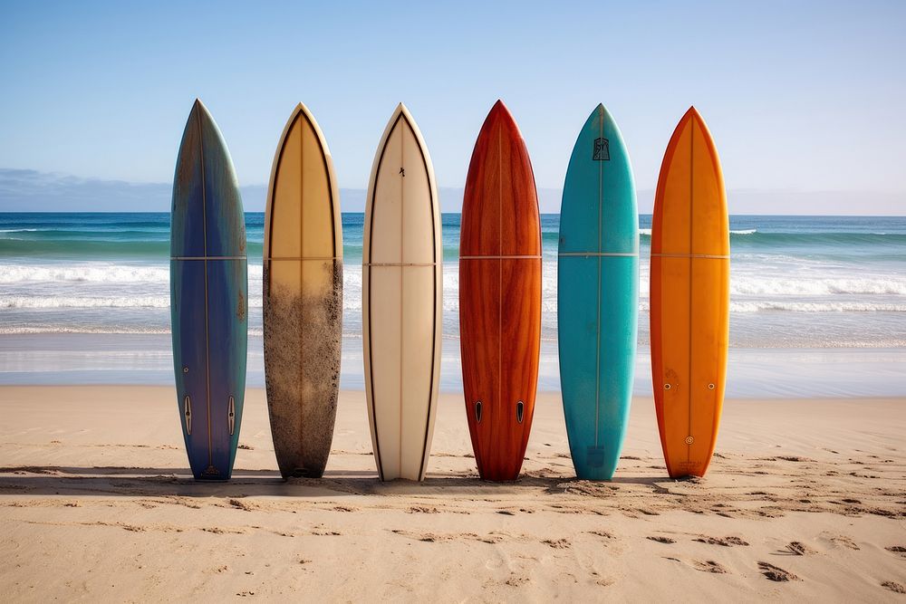 Colorful surfboards by the beach. AI generated Image by rawpixel.
