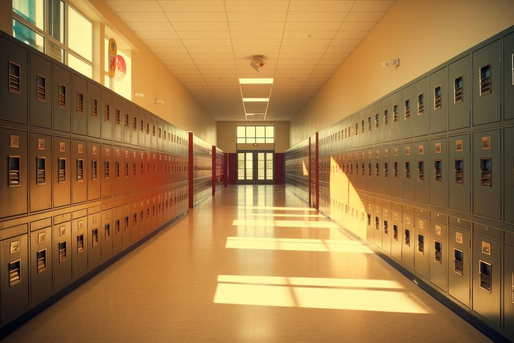 Corridor school locker architecture. 