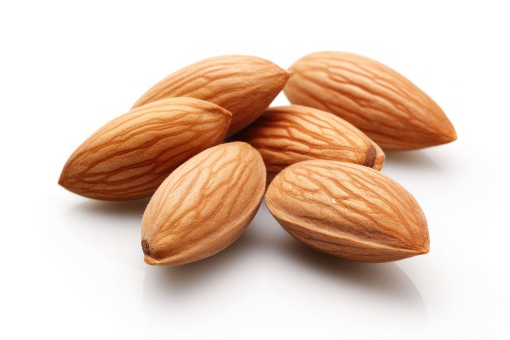 Three Almonds almond food white background. AI generated Image by rawpixel.
