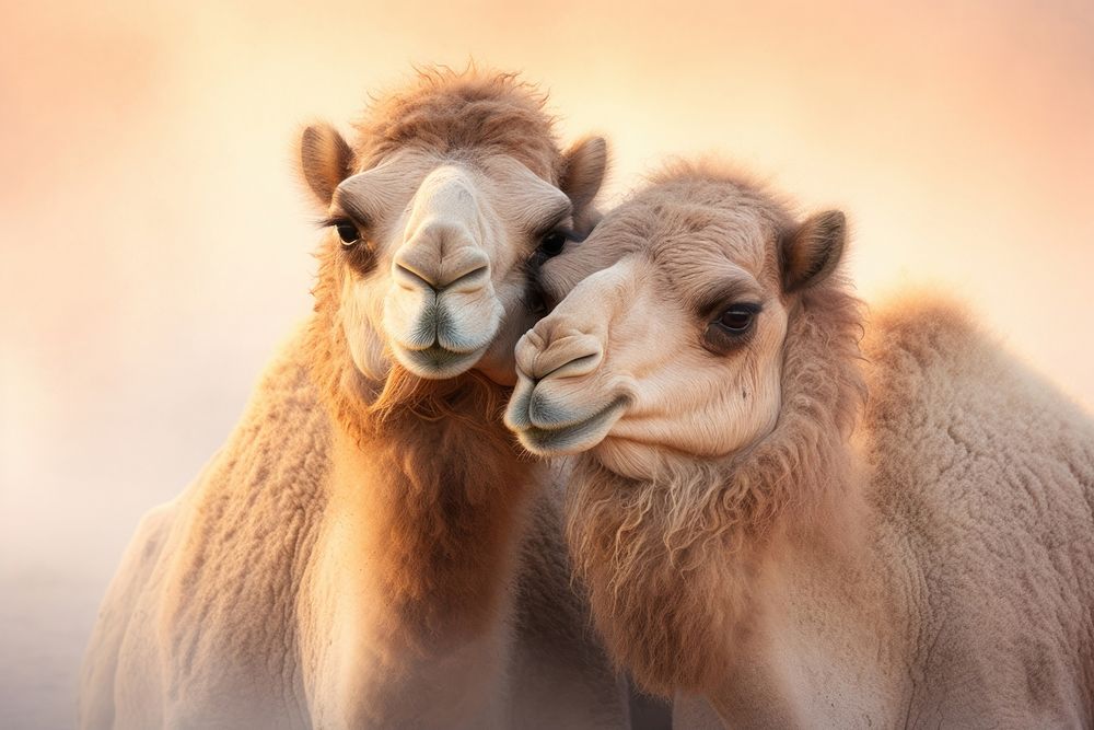 Camels cuddling livestock animal mammal. AI generated Image by rawpixel.