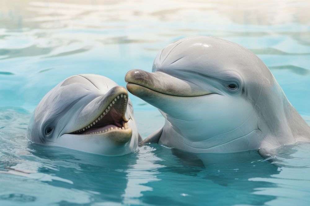 Dolphins cuddling dolphin animal mammal. AI generated Image by rawpixel.
