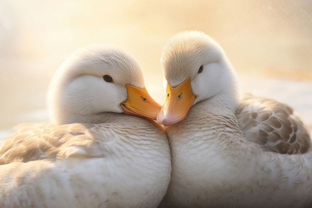 Duck cuddling duck animal beak. AI generated Image by rawpixel.
