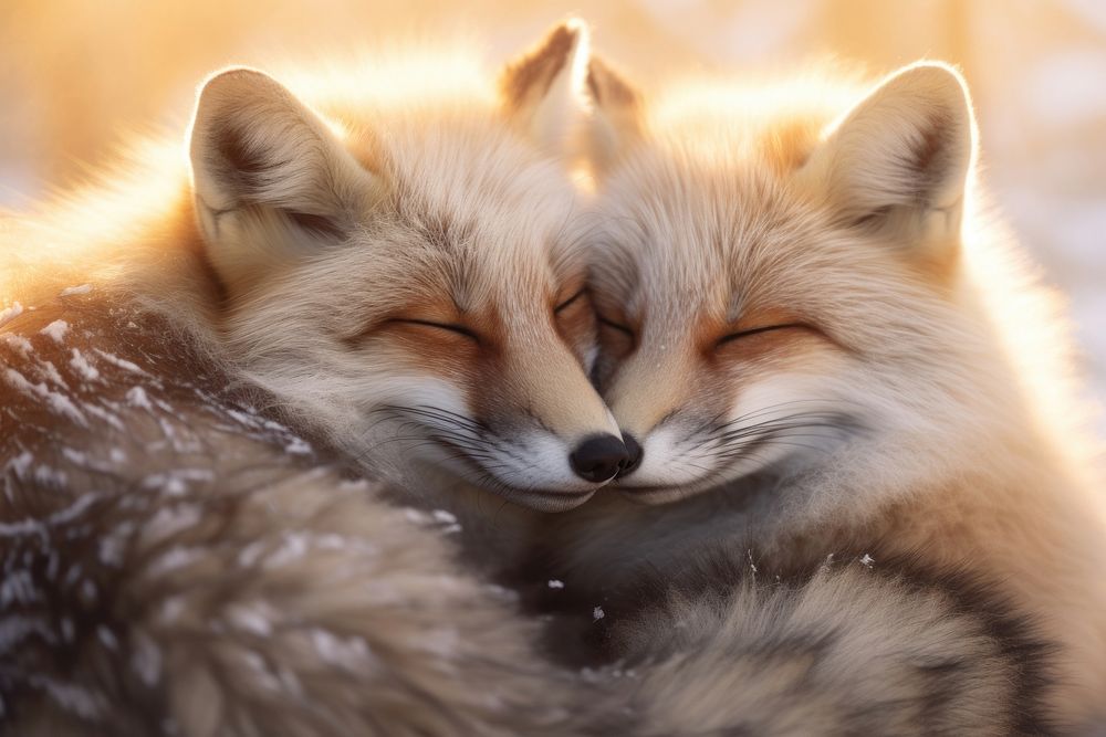 Fox cuddling fox wildlife animal. AI generated Image by rawpixel.