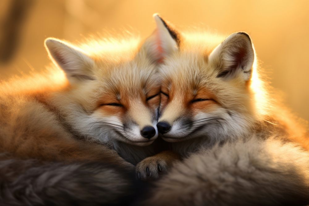 Fox cuddling fox wildlife animal. AI generated Image by rawpixel.