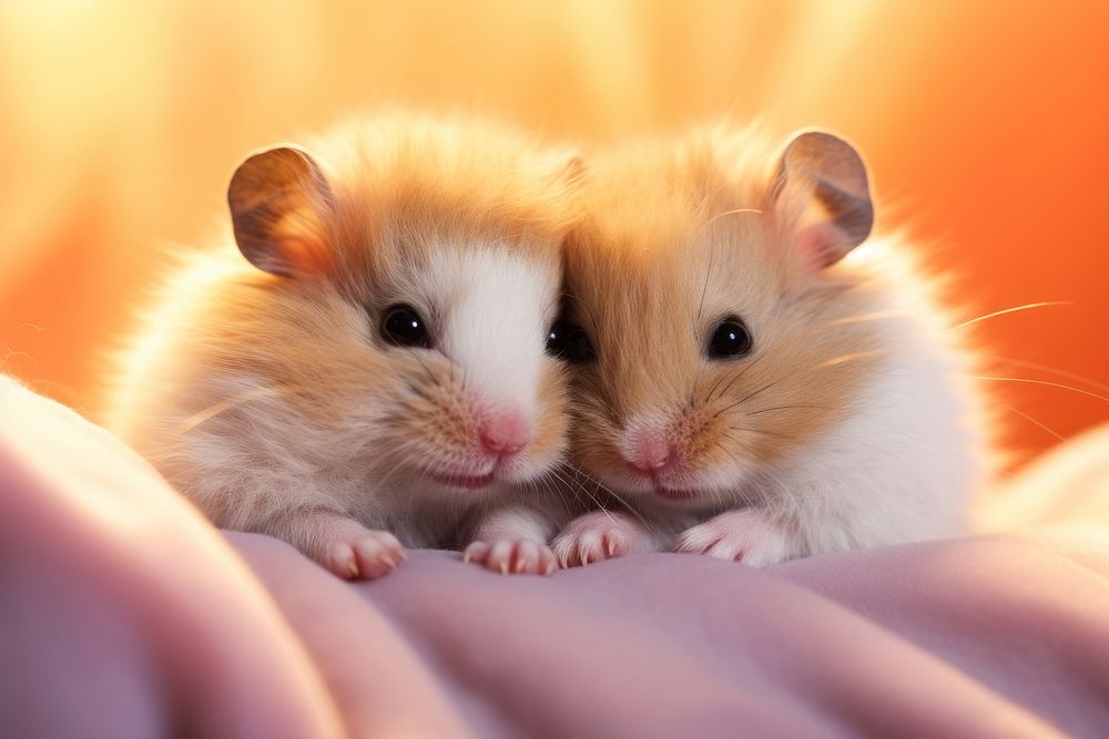 Hamster cuddling animal mammal rodent. AI generated Image by rawpixel.