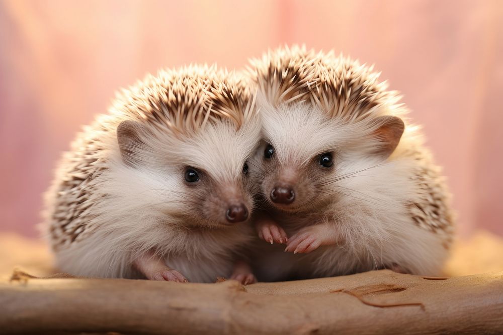 Hedgehogs cuddling hedgehog animal mammal. AI generated Image by rawpixel.