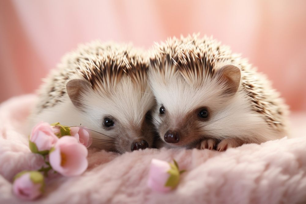Hedgehogs cuddling hedgehog porcupine animal. AI generated Image by rawpixel.
