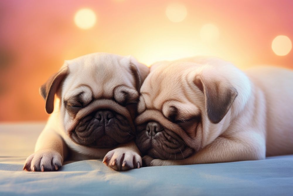 Pug cuddling animal mammal puppy. AI generated Image by rawpixel.