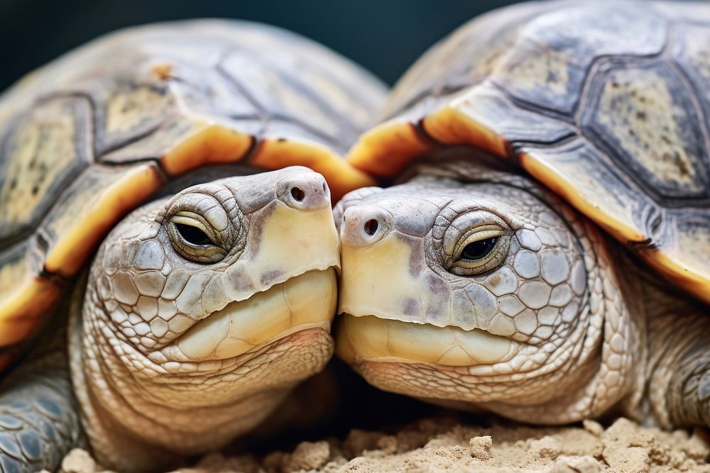 Turtles cuddling reptile animal turtle. AI generated Image by rawpixel.