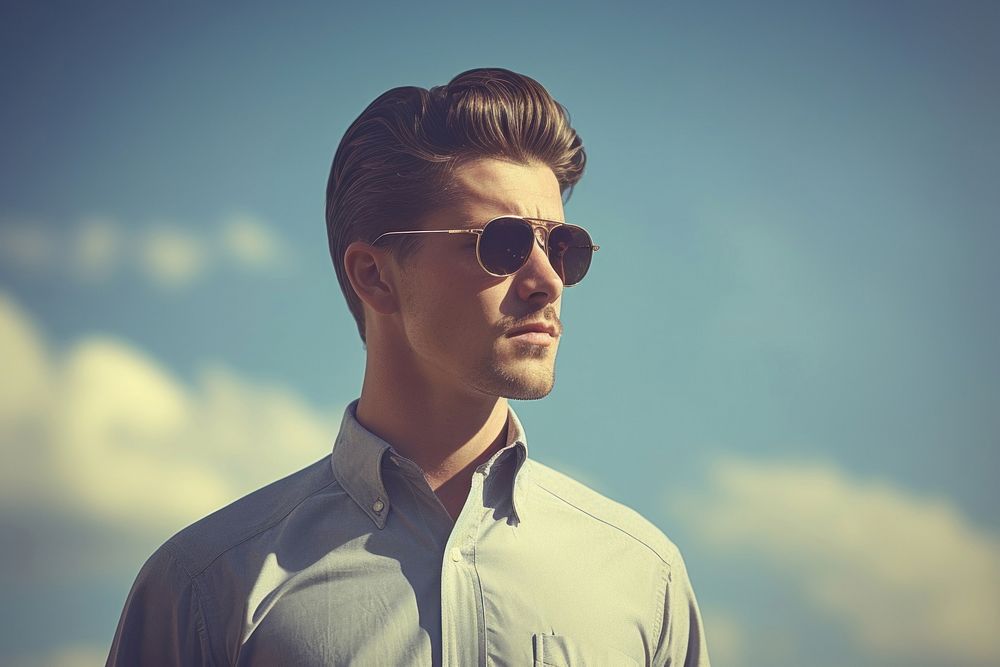 Retro sunglasses portrait adult. AI generated Image by rawpixel.
