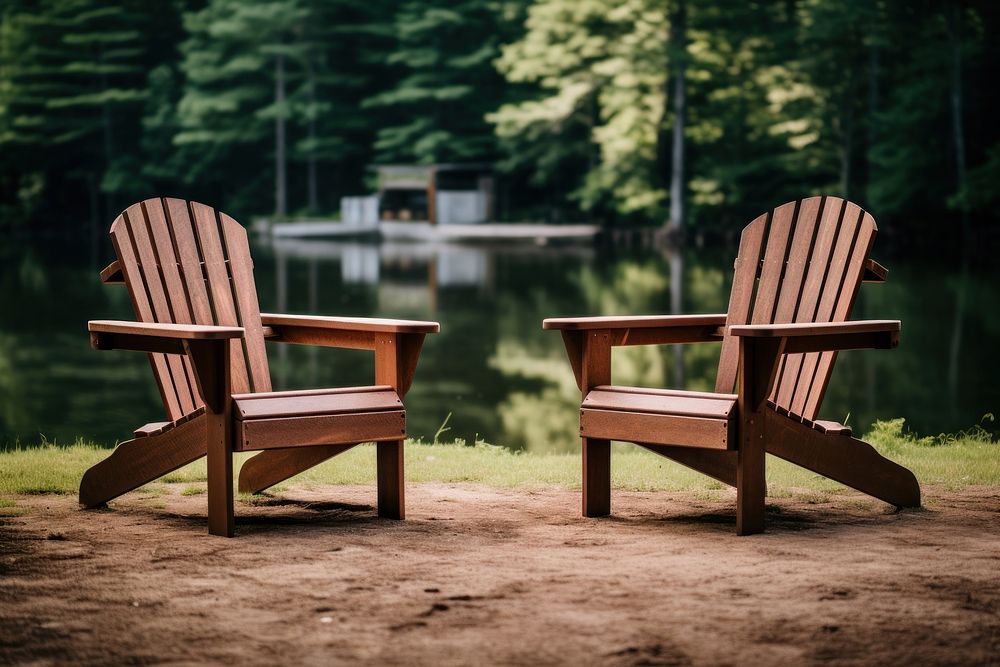 Adirondack chairs furniture outdoors nature. AI generated Image by rawpixel.