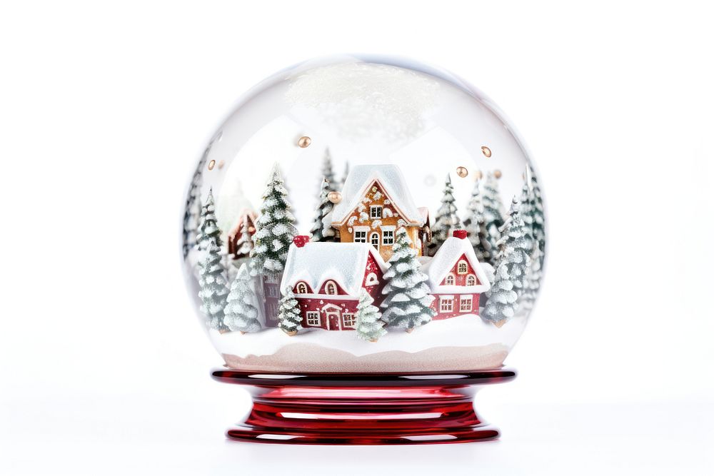 Glass snow globe Christmas decorative design christmas glass white background. AI generated Image by rawpixel.