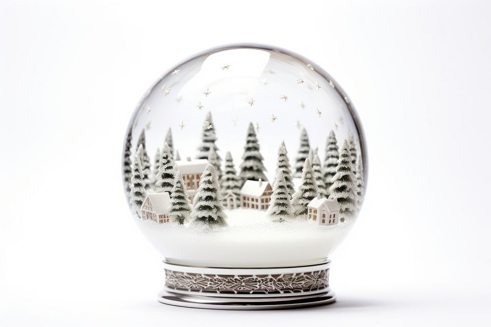 Glass snow globe Christmas decorative design christmas sphere white background. AI generated Image by rawpixel.