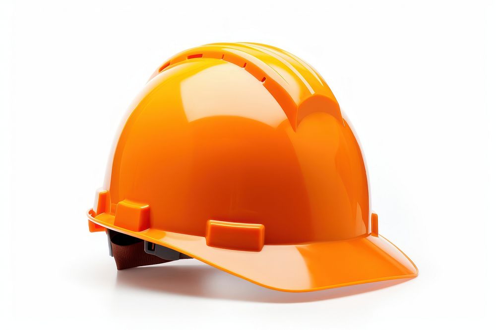 Orange plastic safety helmet hardhat white background construction. AI generated Image by rawpixel.