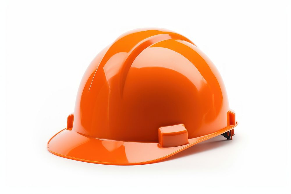 Orange plastic safety helmet hardhat white background construction. AI generated Image by rawpixel.