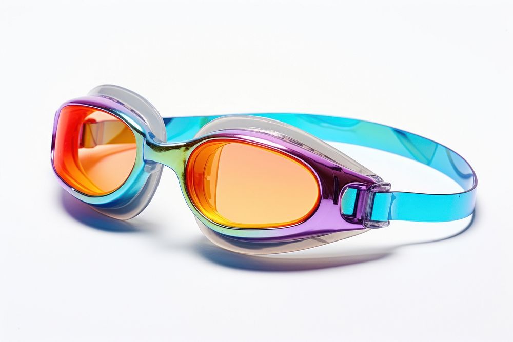 Swimming glasses colorful sunglasses white background accessories. AI generated Image by rawpixel.