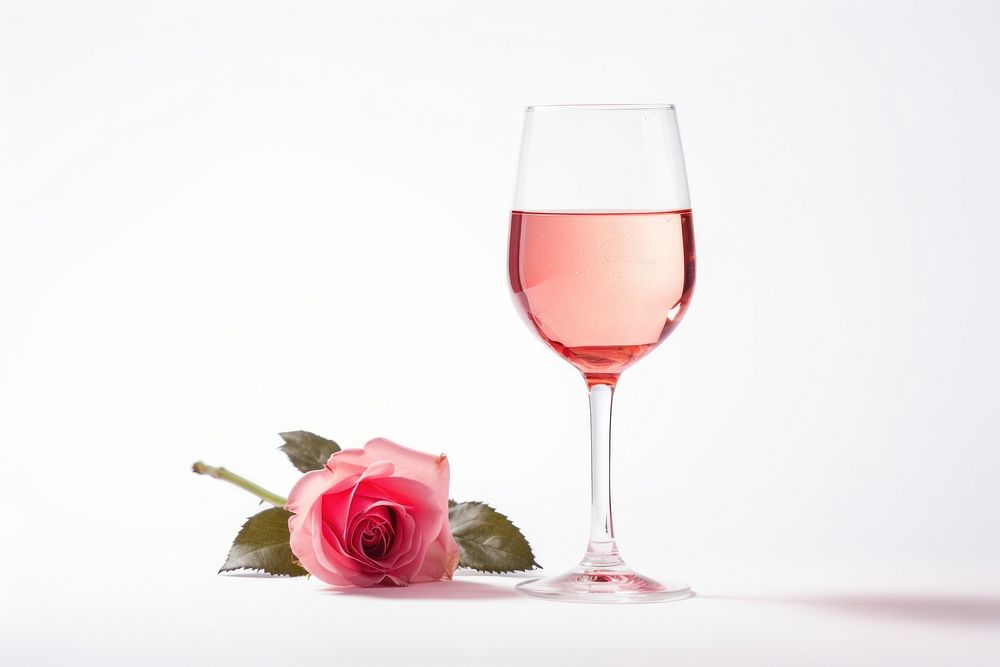 Rose wine flower drink glass. AI generated Image by rawpixel.