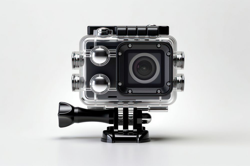 Action camera white background photographing electronics. AI generated Image by rawpixel.