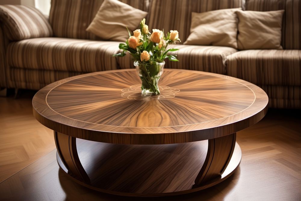 Coffee table furniture room wood. AI generated Image by rawpixel.