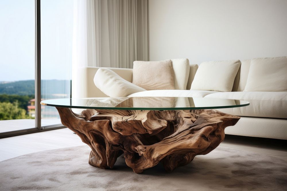 Coffee table furniture room wood. AI generated Image by rawpixel.