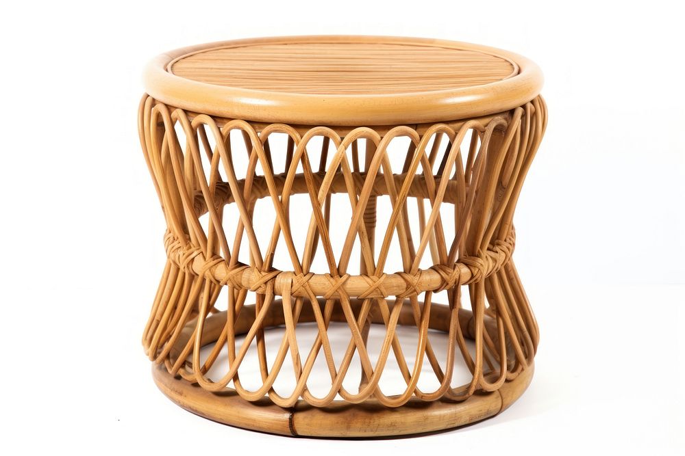 Rattan side table furniture wood handicraft. AI generated Image by rawpixel.